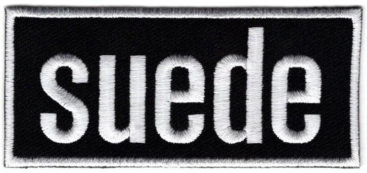 Suede stoffen opstrijk patch embleem, Verzamelen, Muziek, Artiesten en Beroemdheden, Nieuw, Kleding, Ophalen of Verzenden