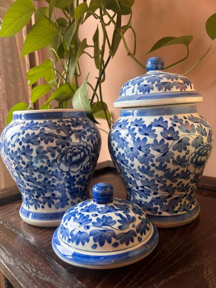 Delfts Blauw Vazen met Deksel - 15x23cm, Antiek en Kunst, Antiek | Keramiek en Aardewerk, Ophalen