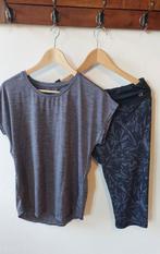 Setje sportkleding grijs zwart L/XL fitness hardlopen, Zwart, Maat 42/44 (L), Ophalen of Verzenden, Fitness of Aerobics