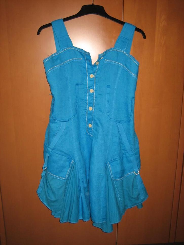 Zwierig turquoise zuiver linnen jurkje, maat 36-38 snazzeys, Kleding | Dames, Jurken, Nieuw, Maat 36 (S), Blauw, Onder de knie
