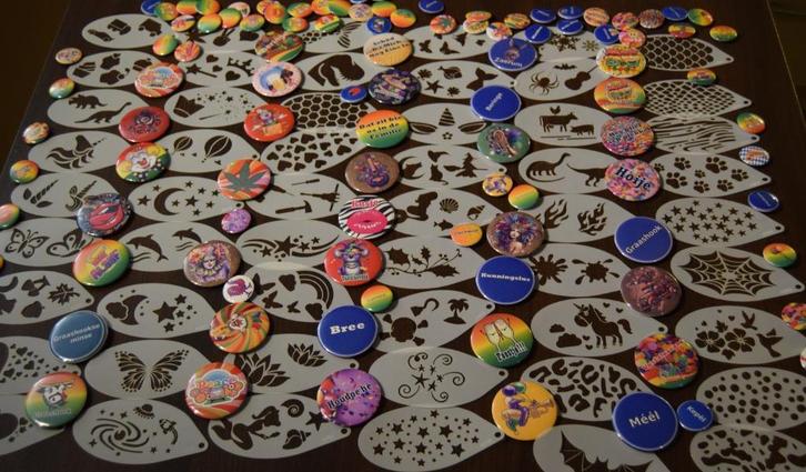 schmink stencil sjabloon button nieuw DIV SOORTEN VERS, Hobby en Vrije tijd, Feestartikelen, Nieuw, Schmink, Carnaval, Ophalen of Verzenden