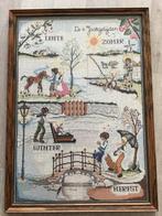 Geborduurd schilderij - de 4 jaargetijden, Ophalen, Zo goed als nieuw, Schilderij, Minder dan 50 cm