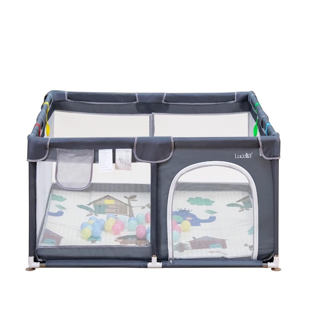 Lucellia Grondbox baby 120x120 donker grijs, Ophalen of Verzenden, Zo goed als nieuw, Vierkant, Boxkleed