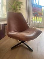 Fauteuil leer draaistoel, cognac, zetel, relax stoel, Huis en Inrichting, Fauteuils, Ophalen, Zo goed als nieuw, 50 tot 75 cm