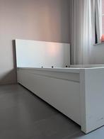 Malm bed IKEA 140 X 200 + lattenbodems, Ophalen, Gebruikt, Wit, Tweepersoons