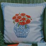 Borduurpatroon  Bloemen in Blauw / witte vaas  nr 1195, Verzenden, Nieuw, Handborduren, Patroon