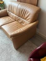 2 persoons leren zitbankje, Ophalen, Tweepersoons, Zo goed als nieuw, Rechte bank