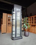 Unieke Vitrinekast | Gebogen glazen | Zwart #1495, Met deur(en), 200 cm of meer, Glas, 25 tot 50 cm