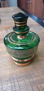 Groen boheems kristallen parfum flesje, Ophalen of Verzenden