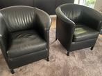 Fauteuils zwart leder, merk Wittmann, Huis en Inrichting, Fauteuils, Ophalen, Gebruikt, Leer