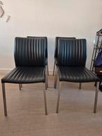 Set van 4 zwarte leder look eetkamer stoelen, Huis en Inrichting, Ophalen, Zwart