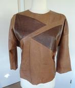 VINTAGE LEREN SHIRT / TOP MAAT L, Kleding | Dames, Bruin, Maat 42/44 (L), Ophalen of Verzenden, Lange mouw