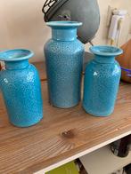 Set blauwe vazen 3 stuks, Huis en Inrichting, Ophalen, Steen, Blauw, Zo goed als nieuw