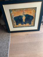 Schilderij olifanten in houten lijst ontspiegeld glas, Ophalen