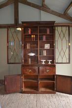 Prachtige hoge antieke mahonie houten boekenkast, vitrine., Verzenden