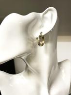 14 K Gefacetteerde Dubbele Creolen / Oorhangers - 2,2 cm, Hangers, Onbekend, Ophalen of Verzenden, Zo goed als nieuw