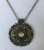 Gina ronde strass hanger aan koperkleurige ketting, Ophalen of Verzenden, Nieuw, Overige materialen, Met strass