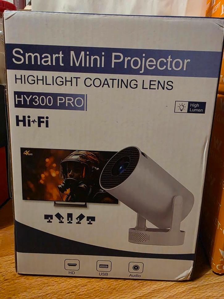 HY300 Pro Hi-Fi vernieuwd geluid Smart Beamer, Audio, Tv en Foto, Beamers, Nieuw, LED, Ultra HD (4K), Ophalen of Verzenden