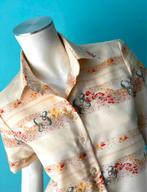 Vintage jaren 70 blouse crème met motief maat 36, Verzenden, Beige, Vintage, Maat 36 (S)