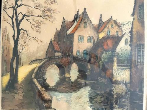 Robert Vander Vinck - Cite Flamande - Ets, Ingelijst, Antiek en Kunst, Kunst | Schilderijen | Klassiek, Ophalen of Verzenden
