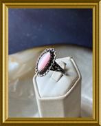 Oude zilveren ring met roze steen, Ophalen of Verzenden, Zilver, Ring
