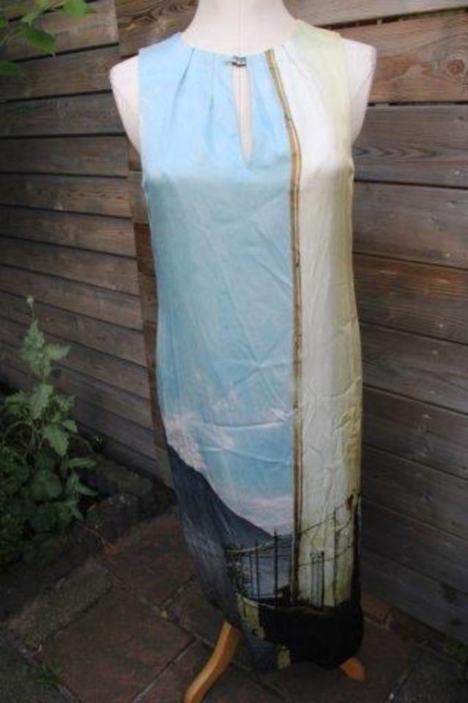 Jurk aqua/ geel Marccain mt S/M Vaste prijs, Kleding | Dames, Jurken, Zo goed als nieuw, Maat 36 (S), Blauw, Ophalen of Verzenden