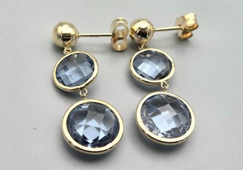 Gouden Vintage oorbellen met edelsteen topaas. 2025/497., Sieraden, Tassen en Uiterlijk, Oorbellen, Nieuw, Knopjes of Stekers