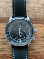 Zeppelin Herenhorloge met zwarte lederen band, Sieraden, Tassen en Uiterlijk, Horloges | Heren, Ophalen of Verzenden, Leer, Overige merken