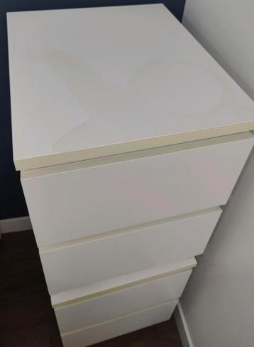 2 witte Malm nachtkastjes (Ikea) - afbeelding 3