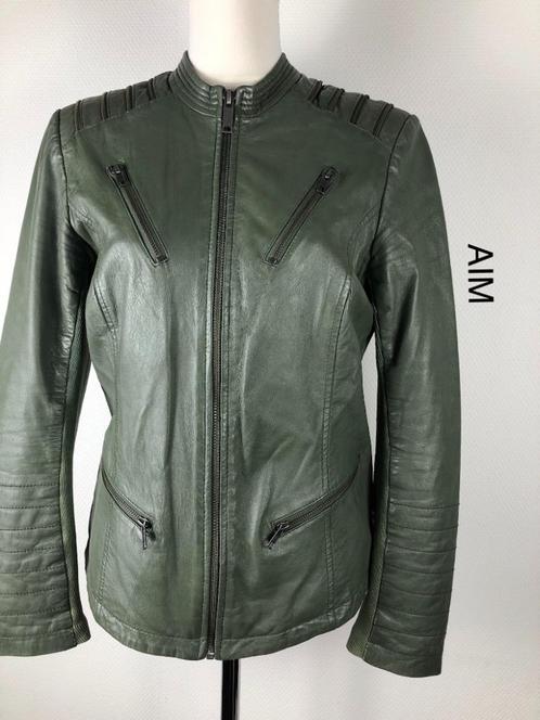 AIM Leren Jas  (mt: 40) bov/7309, Kleding | Dames, Jassen | Zomer, Zo goed als nieuw, Maat 38/40 (M), Zwart, Ophalen of Verzenden