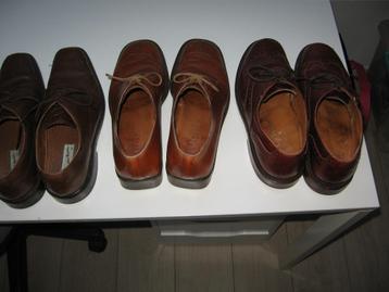 3 paar stevige Herenschoenen 42 bruin €25. - d beschikbaar voor biedingen