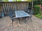 Buitentafel graniet blad en 4 stoelen, Tuin en Terras, Tuintafels, Ophalen, Gebruikt, Rechthoekig