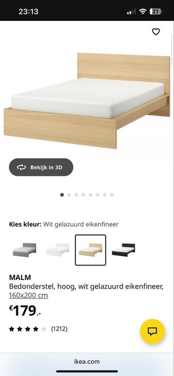 Ikea Malm Bed + Lattenbodem - afbeelding 1