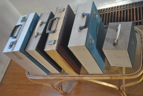 Platenkoffers, 5 stuks, vintage, Antiek en Kunst, Curiosa en Brocante, Ophalen of Verzenden