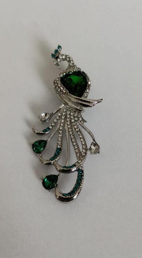 Pauw broche, Sieraden, Tassen en Uiterlijk, Broches, Nieuw, Overige materialen, Overige kleuren, 7 tot 10 cm, Met strass, Ophalen of Verzenden