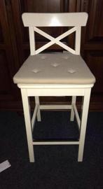 Halfhoge witte barkruk 'BERLIOZ MINI' in retro stijl, 1 kruk, Ophalen, Zo goed als nieuw, 60 tot 90 cm