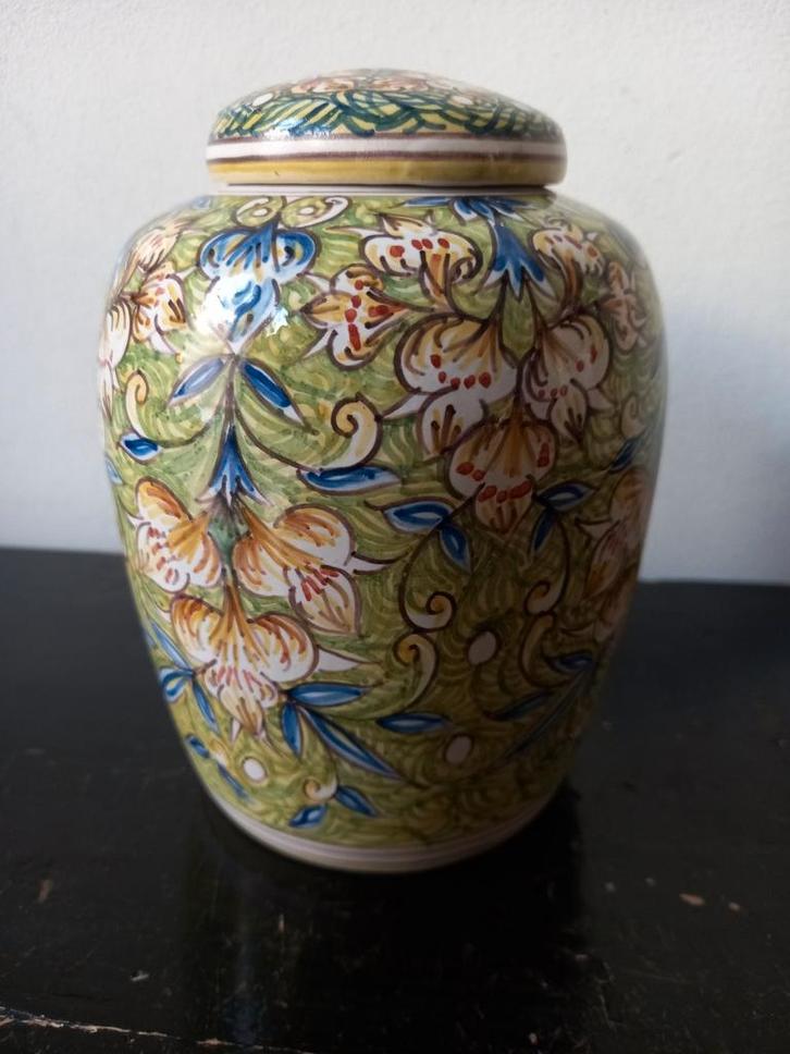 Kees Molenhuis Woudsend Fries polychrome dekselvaas 1970s, Antiek en Kunst, Antiek | Vazen, Ophalen of Verzenden