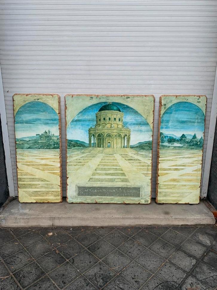 Uniek Drieluik Wanddecoratie - Italiaans Uitzicht, Huis en Inrichting, Woonaccessoires | Wanddecoraties, Zo goed als nieuw, Ophalen of Verzenden