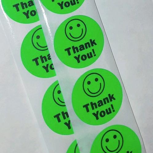 Sluitstickers smiley stickers thank you neon bedankt 50 SALE, Hobby en Vrije tijd, Stickers en Plaatjes, Nieuw, Meerdere stickers