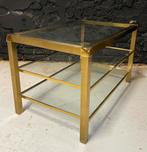 Vintage salontafel messing glas Belgie stijl van DeKnudt, Huis en Inrichting, Tafels | Salontafels, Ophalen, Minder dan 50 cm