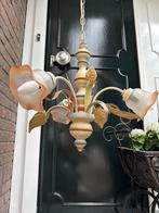 Franse hanglamp kroonluchter met bloemen design, Gebruikt, Ophalen of Verzenden, Glas, Minder dan 50 cm