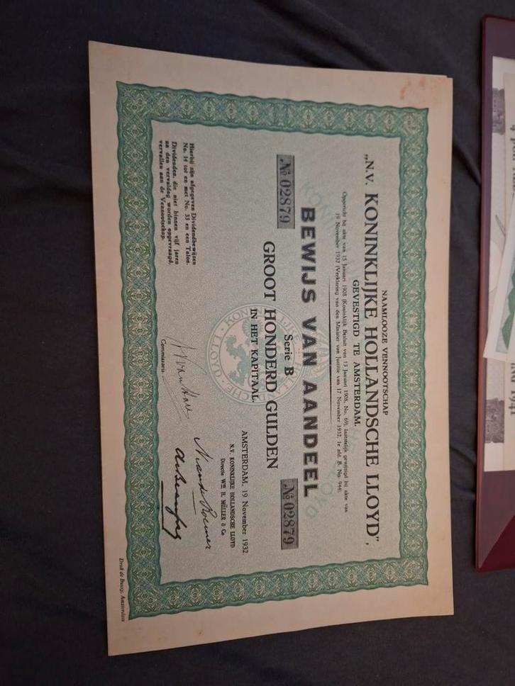 Aandeel N.V. Koninklijke Hollandsche Lloyd 1932, Postzegels en Munten, Aandelen en Waardepapieren, Ophalen of Verzenden