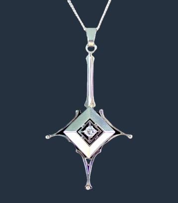 Schitterende 925 zilver MODERNIST design zirkonia hanger! beschikbaar voor biedingen