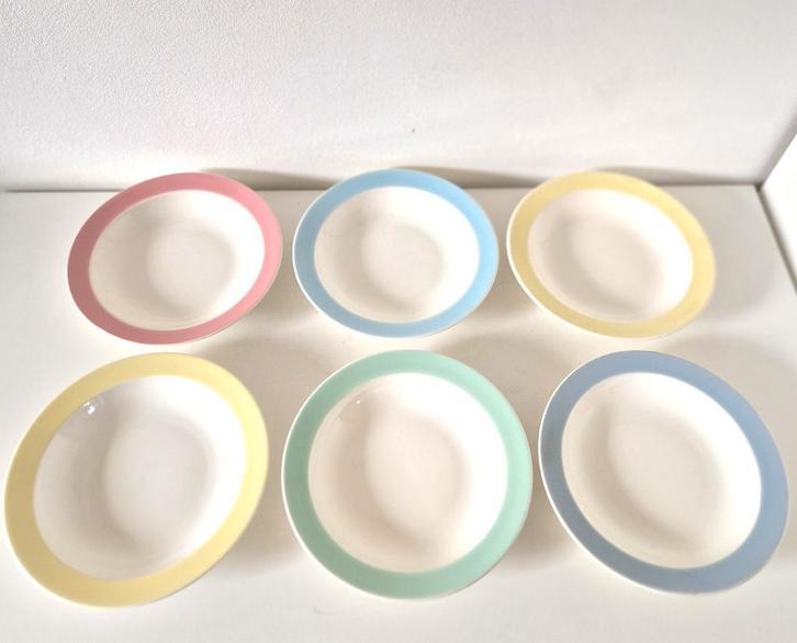 Set van 6 diepe borden sfinx maastricht pastel servies bord, Antiek en Kunst, Antiek | Servies los, Ophalen of Verzenden