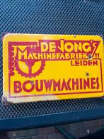 Emaille bord de jong machinefabriek leiden langat bussum, Verzamelen, Ophalen of Verzenden, Zo goed als nieuw, Reclamebord