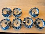 7x Kop en Schotel Blauw Wit Haan Motief, Ophalen of Verzenden