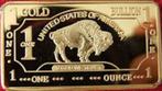 1 Troy Oz 100 Mills 24K .999 goud USA Bullion Buffalo baar!, Verzenden, Koper