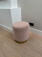 Roze Velvet Poef met Gouden Rand, Ophalen, Minder dan 50 cm, Rond, Minder dan 50 cm