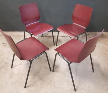 34 x Vintage schoolstoelen kantine kantoor stoelen hout
