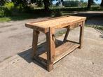 Timmermanswerkbank of houten industriële werkbank sidetable
